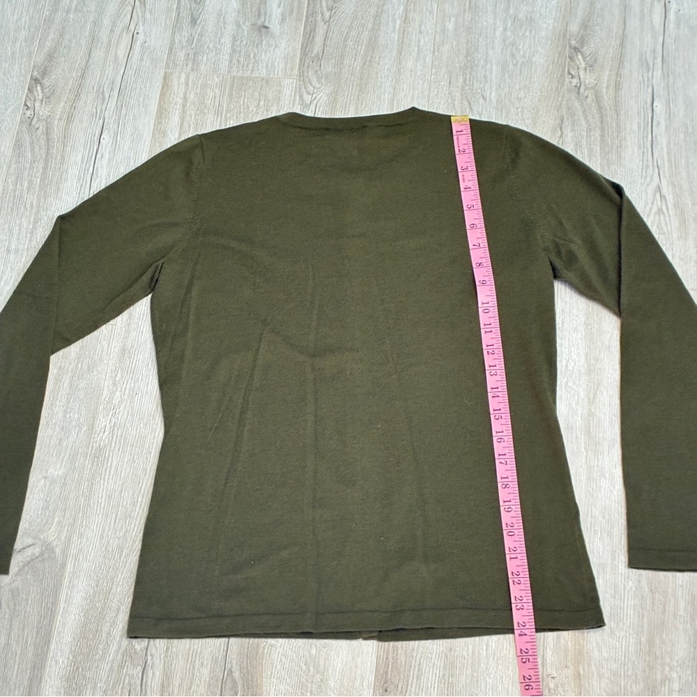 Barneys New York Olive Green Wool Cashmere Blend Cardigan Large - Picture 8 of 9